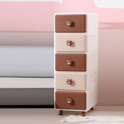 Modern Minimalist Square Rectangular Plastic PP Rabbit Bear Kids Storage Cabinet 2/3/4/5/6-Tier For Living Room