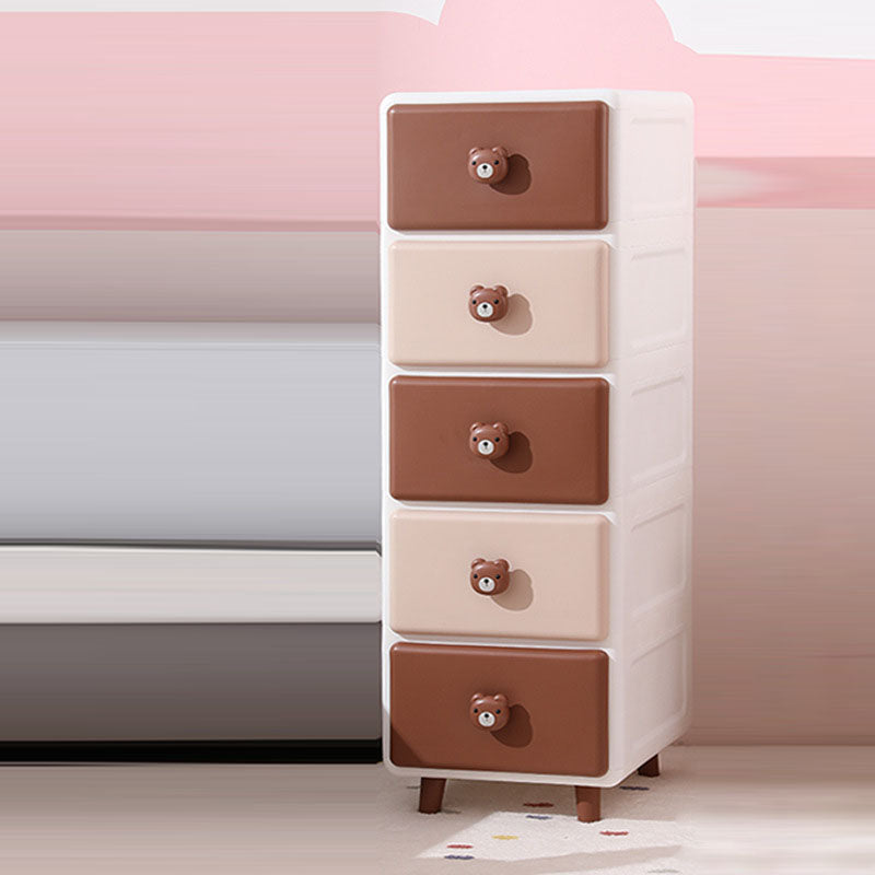 Modern Minimalist Square Rectangular Plastic PP Rabbit Bear Kids Storage Cabinet 2/3/4/5/6-Tier For Living Room