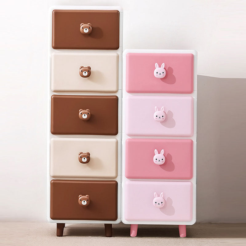 Modern Minimalist Square Rectangular Plastic PP Rabbit Bear Kids Storage Cabinet 2/3/4/5/6-Tier For Living Room