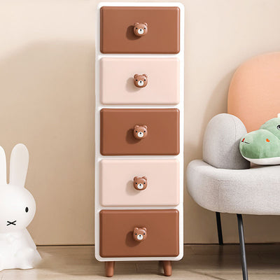 Modern Minimalist Square Rectangular Plastic PP Rabbit Bear Kids Storage Cabinet 2/3/4/5/6-Tier For Living Room