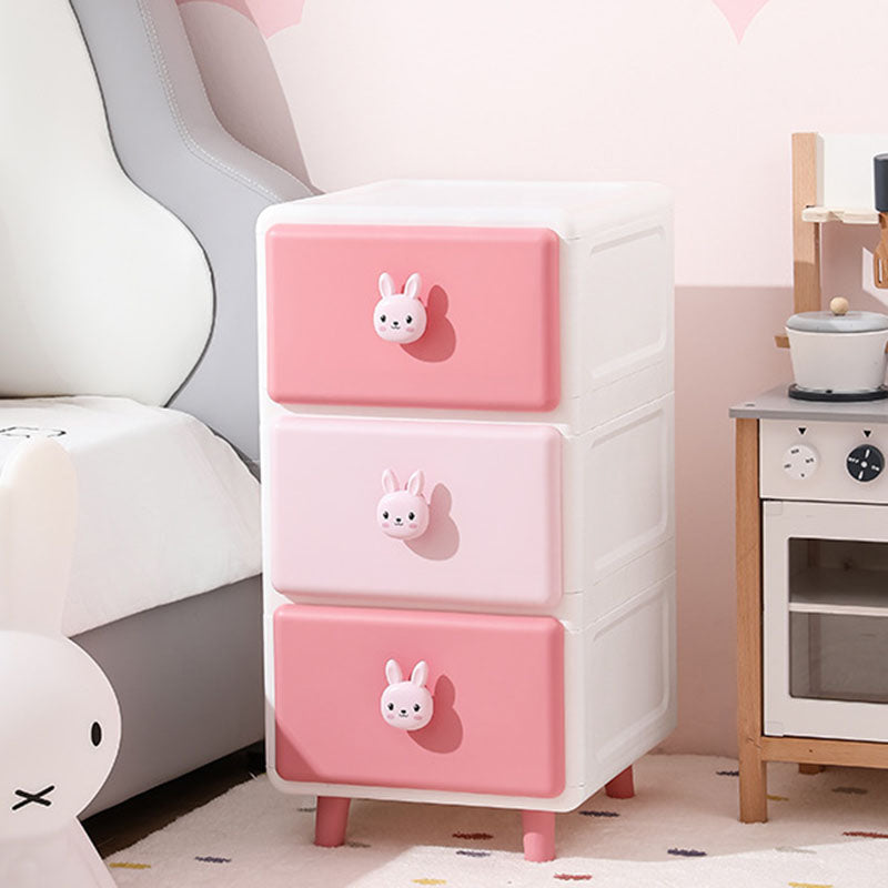 Modern Minimalist Square Rectangular Plastic PP Rabbit Bear Kids Storage Cabinet 2/3/4/5/6-Tier For Living Room