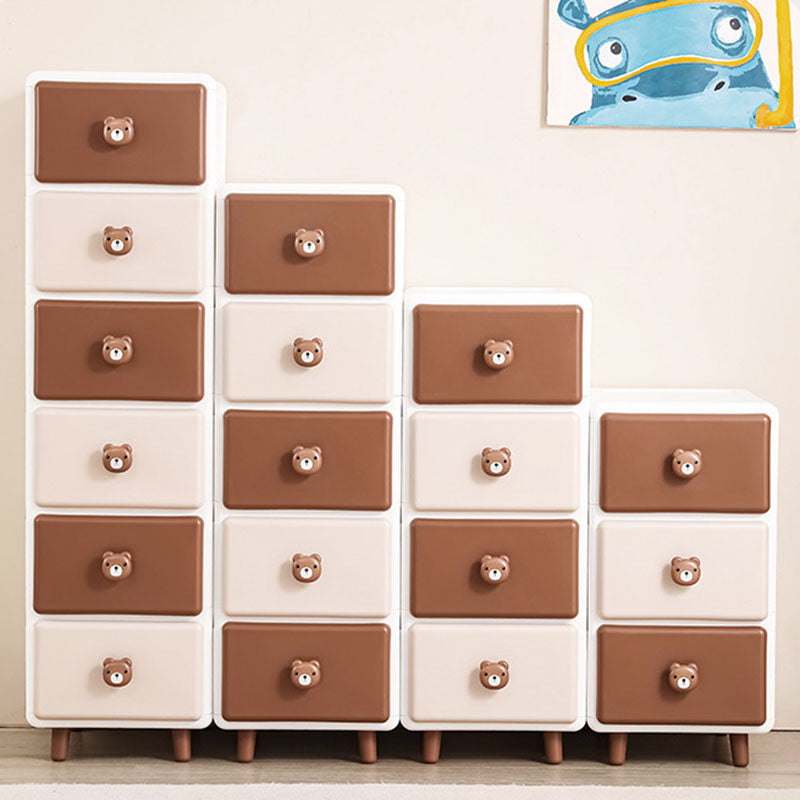 Modern Minimalist Square Rectangular Plastic PP Rabbit Bear Kids Storage Cabinet 2/3/4/5/6-Tier For Living Room