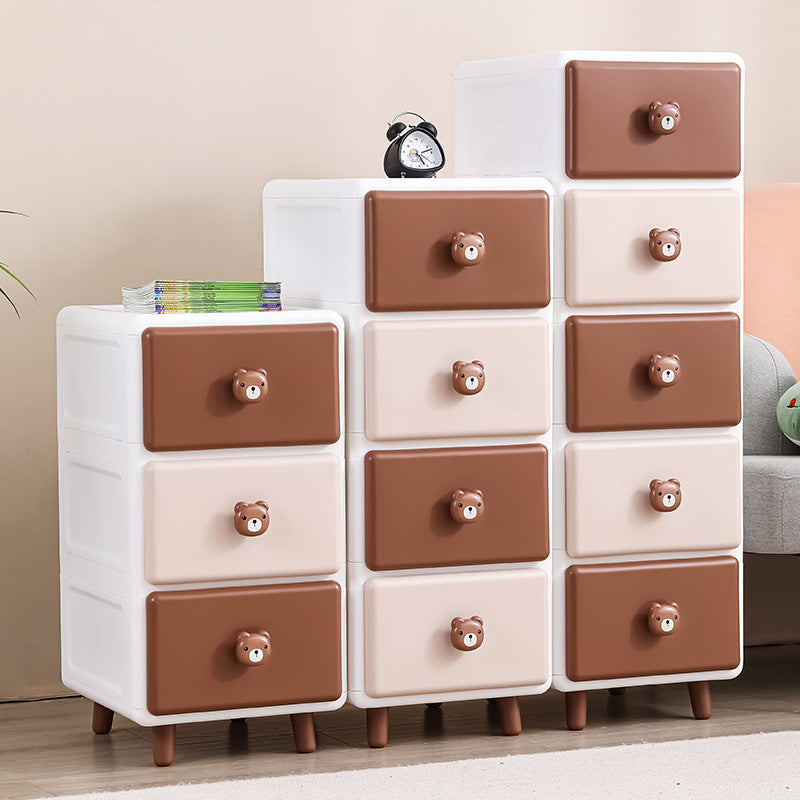Moderner minimalistischer quadratischer rechteckiger Kunststoff-PP-Kaninchen-Bären-Kinder-Aufbewahrungsschrank 2/3/4/5/6-Etagen für das Wohnzimmer 