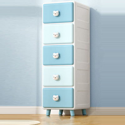 Modern Minimalist Square Rectangular Plastic PP Rabbit Bear Kids Storage Cabinet 2/3/4/5/6-Tier For Living Room