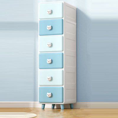 Modern Minimalist Square Rectangular Plastic PP Rabbit Bear Kids Storage Cabinet 2/3/4/5/6-Tier For Living Room