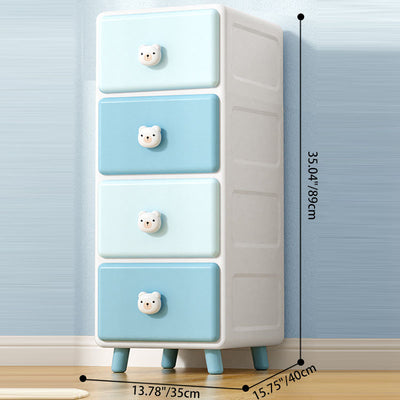 Modern Minimalist Square Rectangular Plastic PP Rabbit Bear Kids Storage Cabinet 2/3/4/5/6-Tier For Living Room