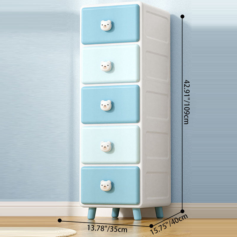 Modern Minimalist Square Rectangular Plastic PP Rabbit Bear Kids Storage Cabinet 2/3/4/5/6-Tier For Living Room