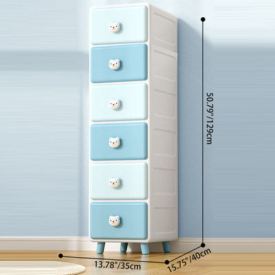 Modern Minimalist Square Rectangular Plastic PP Rabbit Bear Kids Storage Cabinet 2/3/4/5/6-Tier For Living Room