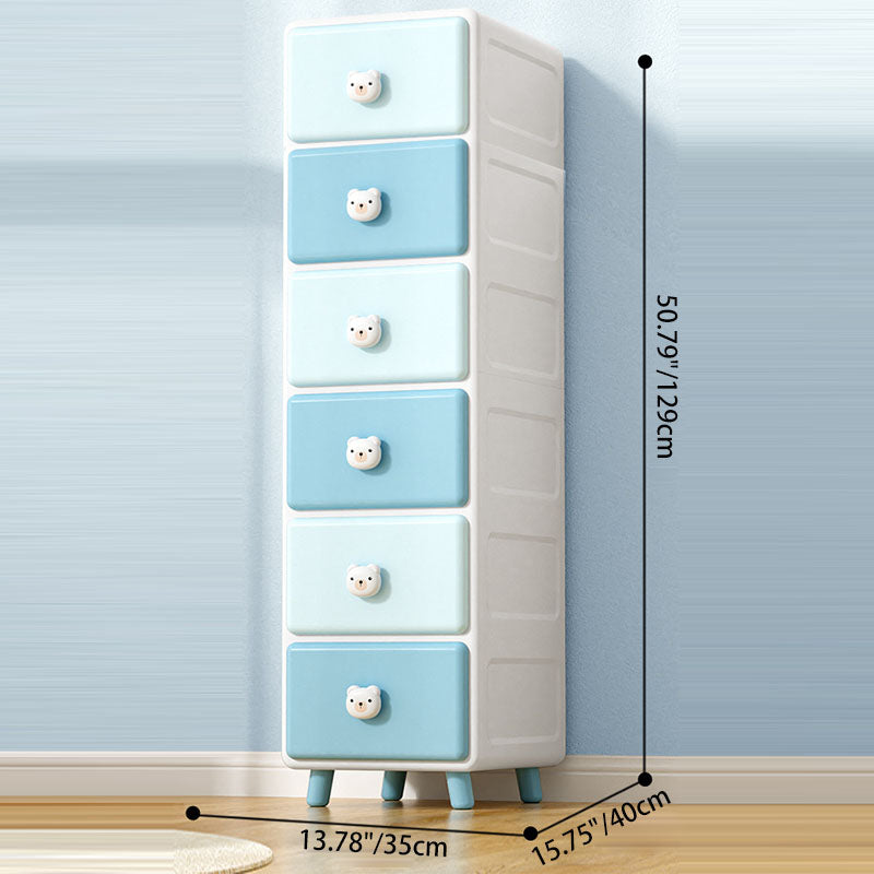 Modern Minimalist Square Rectangular Plastic PP Rabbit Bear Kids Storage Cabinet 2/3/4/5/6-Tier For Living Room