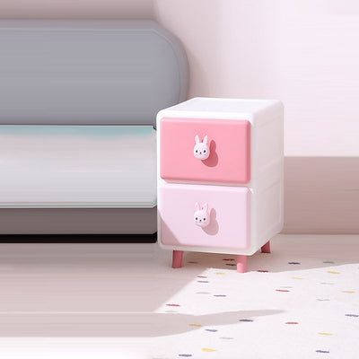 Modern Minimalist Square Rectangular Plastic PP Rabbit Bear Kids Storage Cabinet 2/3/4/5/6-Tier For Living Room
