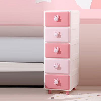 Modern Minimalist Square Rectangular Plastic PP Rabbit Bear Kids Storage Cabinet 2/3/4/5/6-Tier For Living Room