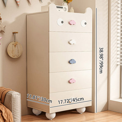 Modern Minimalist Square Rectangular Solid Wood Eco Board Three-ply Plywood Kids Storage Cabinet 2/4/5-Drawer For Living Room