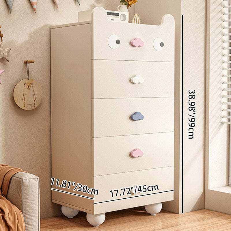 Modern Minimalist Square Rectangular Solid Wood Eco Board Three-ply Plywood Kids Storage Cabinet 2/4/5-Drawer For Living Room