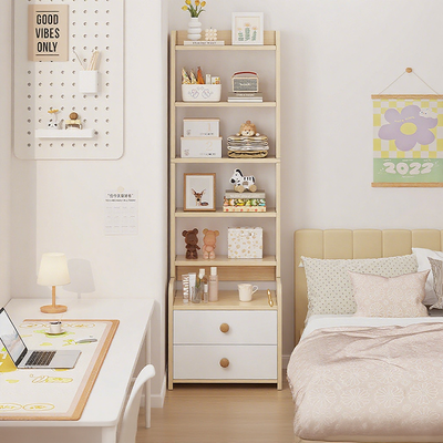 Contemporary Nordic Square Rectangular Density Board Nightstand 4/6-Tier For Bedroom