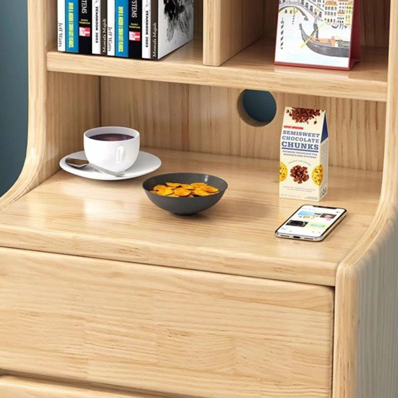 Modern Minimalist Square Rectangular Plywood Pine Wood Nightstand 3-Tier For Bedroom