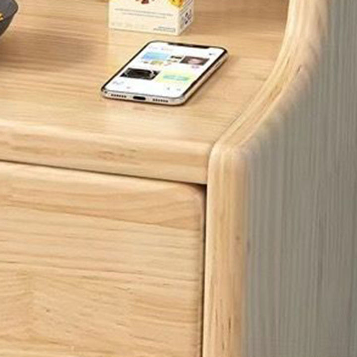Modern Minimalist Square Rectangular Plywood Pine Wood Nightstand 3-Tier For Bedroom