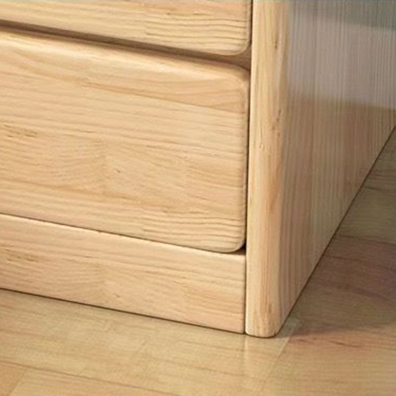 Modern Minimalist Square Rectangular Solid Wood Plywood Pine Wood Nightstand 3-Tier For Bedroom