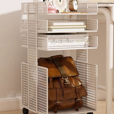 Modern Minimalist Square Rectangular Iron Movable Nightstand 3/4-Tier For Bedroom