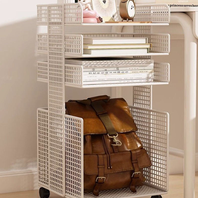 Modern Minimalist Square Rectangular Iron Movable Nightstand 3/4-Tier For Bedroom