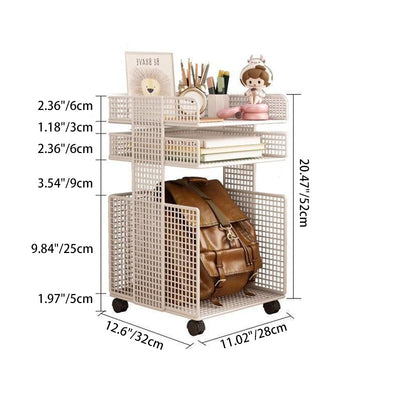 Modern Minimalist Square Rectangular Iron Movable Nightstand 3/4-Tier For Bedroom