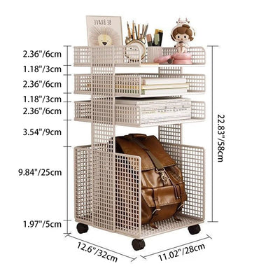Modern Minimalist Square Rectangular Iron Movable Nightstand 3/4-Tier For Bedroom