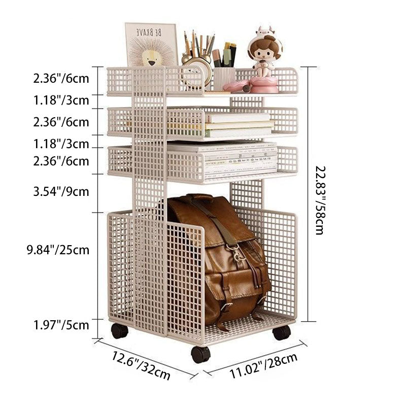 Modern Minimalist Square Rectangular Iron Movable Nightstand 3/4-Tier For Bedroom