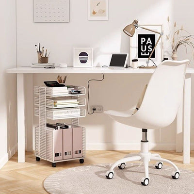 Modern Minimalist Square Rectangular Iron Movable Nightstand 3/4-Tier For Bedroom