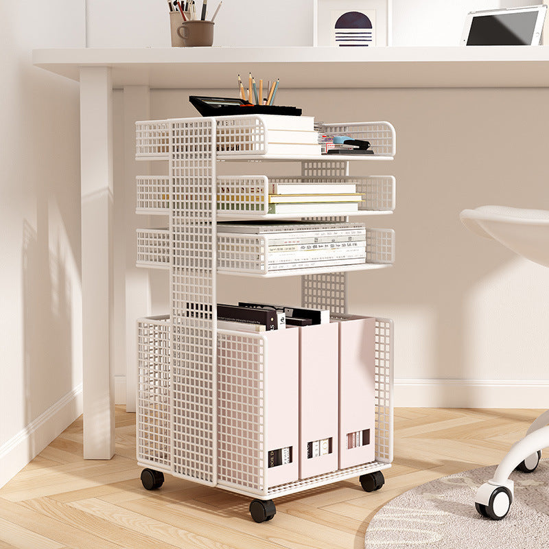 Modern Minimalist Square Rectangular Iron Movable Nightstand 3/4-Tier For Bedroom