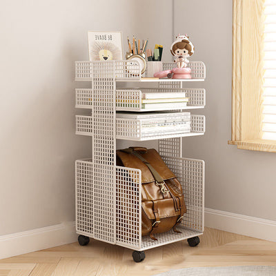 Modern Minimalist Square Rectangular Iron Movable Nightstand 3/4-Tier For Bedroom