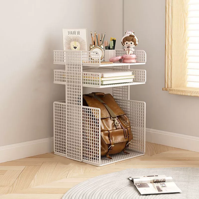 Modern Minimalist Square Rectangular Iron Movable Nightstand 3/4-Tier For Bedroom