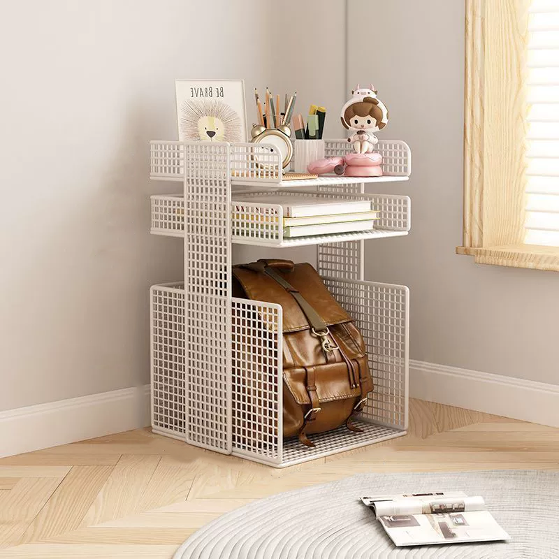 Modern Minimalist Square Rectangular Iron Movable Nightstand 3/4-Tier For Bedroom