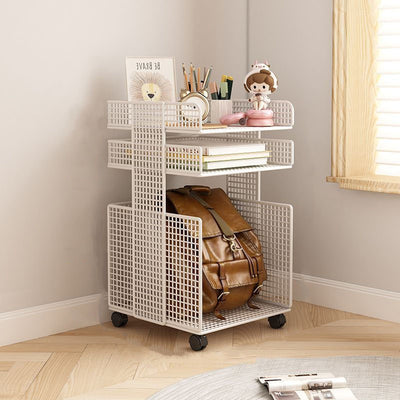 Modern Minimalist Square Rectangular Iron Movable Nightstand 3/4-Tier For Bedroom