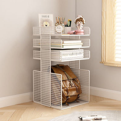 Modern Minimalist Square Rectangular Iron Movable Nightstand 3/4-Tier For Bedroom