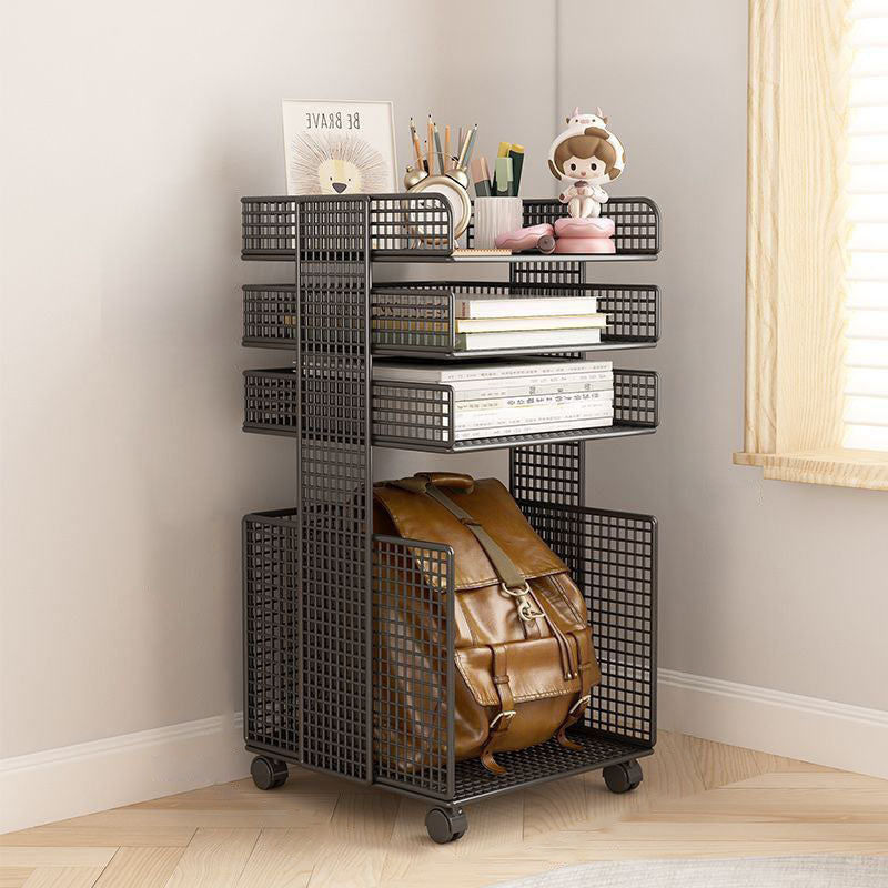 Modern Minimalist Square Rectangular Iron Movable Nightstand 3/4-Tier For Bedroom