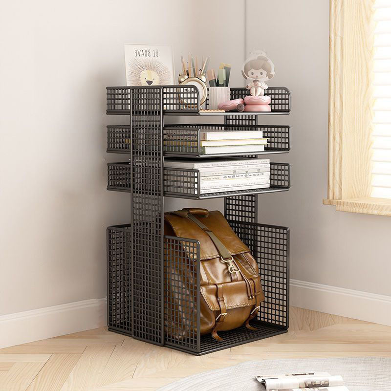 Modern Minimalist Square Rectangular Iron Movable Nightstand 3/4-Tier For Bedroom