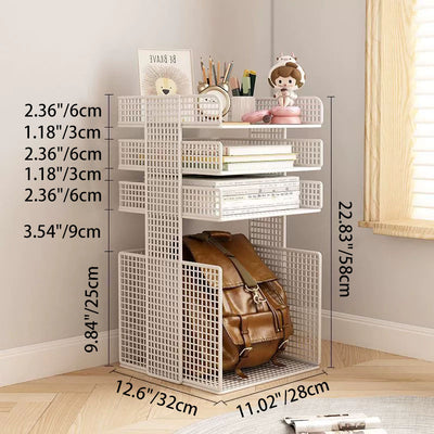 Modern Minimalist Square Rectangular Iron Movable Nightstand 3/4-Tier For Bedroom