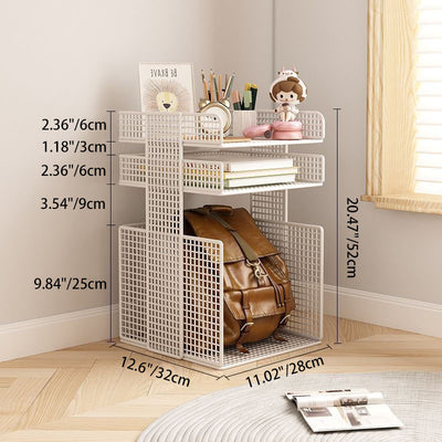 Modern Minimalist Square Rectangular Iron Movable Nightstand 3/4-Tier For Bedroom