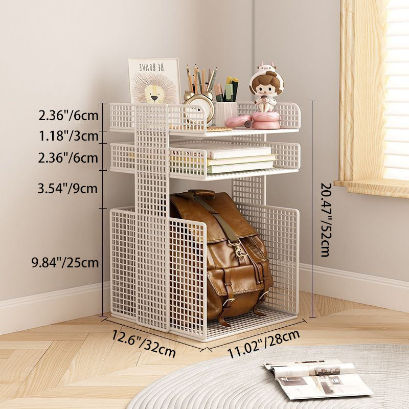 Modern Minimalist Square Rectangular Iron Movable Nightstand 3/4-Tier For Bedroom