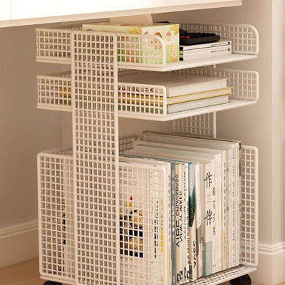 Modern Minimalist Square Rectangular Iron Movable Nightstand 3/4-Tier For Bedroom