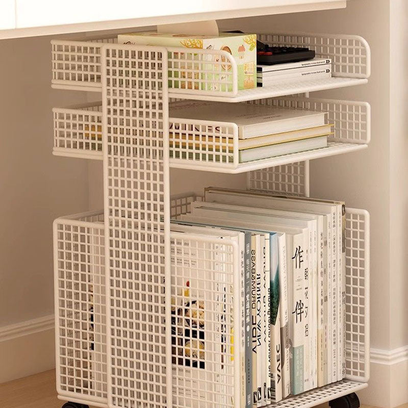 Modern Minimalist Square Rectangular Iron Movable Nightstand 3/4-Tier For Bedroom