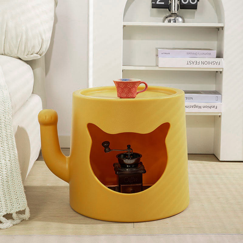 Modern Minimalist Round PE Cat Bed End Table For Living Room
