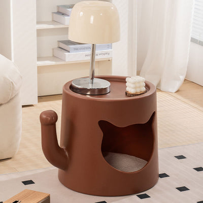 Modern Minimalist Round PE Cat Bed End Table For Living Room