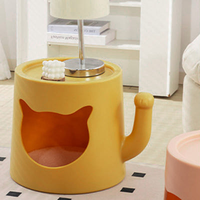 Modern Minimalist Round PE Cat Bed End Table For Living Room