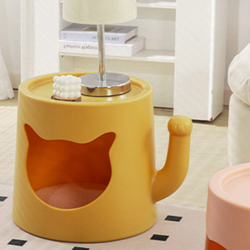 Modern Minimalist Round PE Cat Bed End Table For Living Room