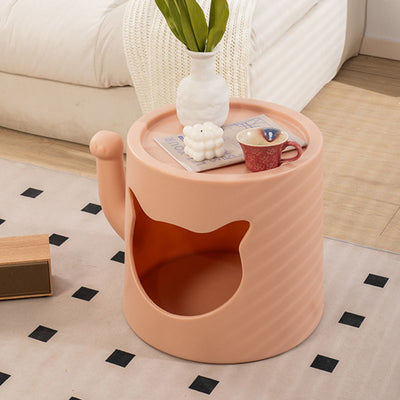 Modern Minimalist Round PE Cat Bed End Table For Living Room