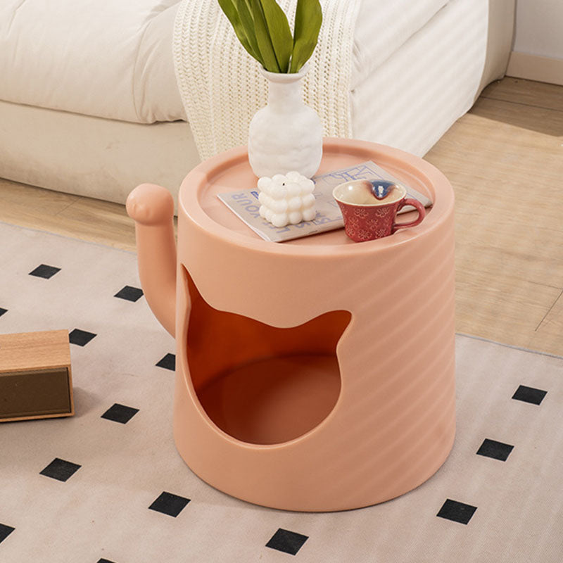 Modern Minimalist Round PE Cat Bed End Table For Living Room
