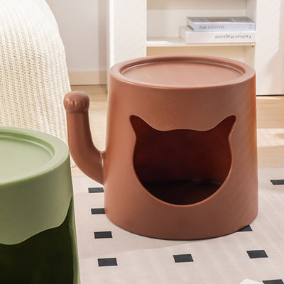 Modern Minimalist Round PE Cat Bed End Table For Living Room