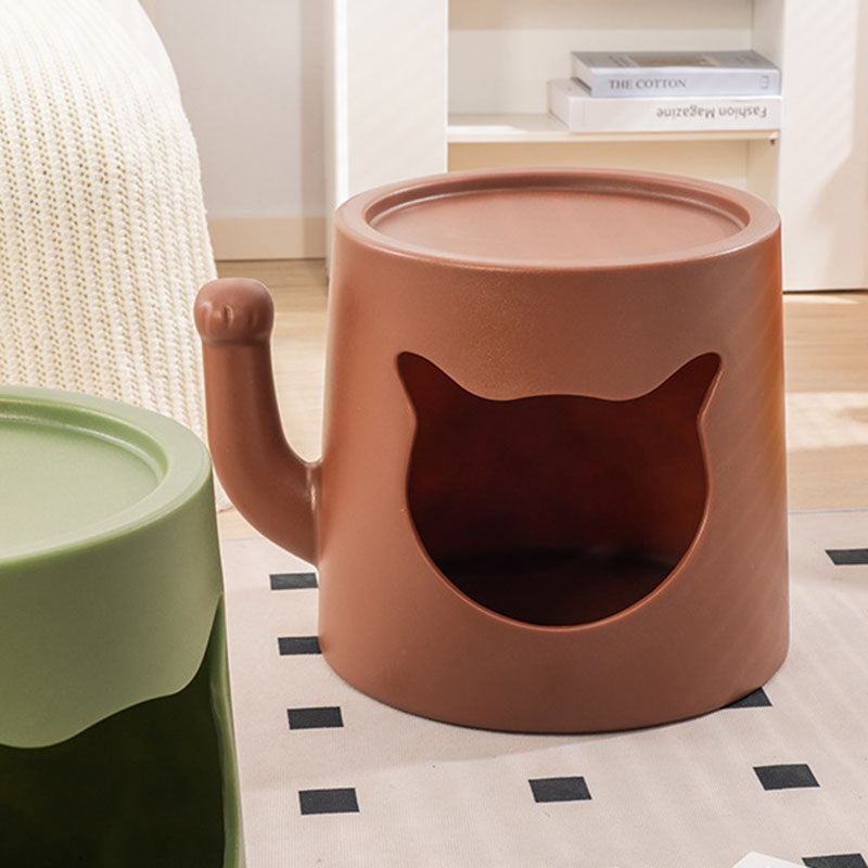 Modern Minimalist Round PE Cat Bed End Table For Living Room