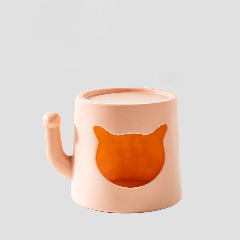 Modern Minimalist Round PE Cat Bed End Table For Living Room