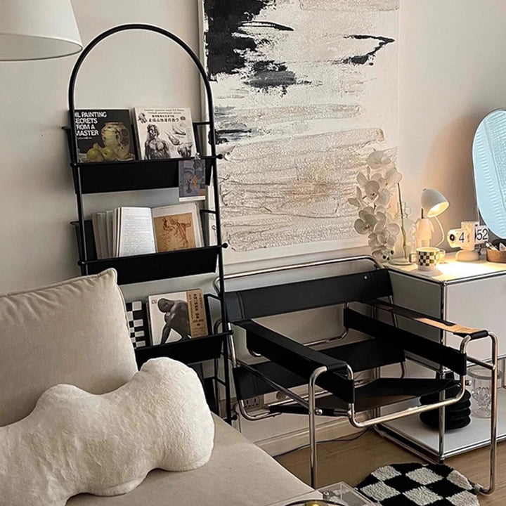 Moderner minimalistischer Ellipsen-Eisen-Bücherregal mit 4 Ebenen für das Wohnzimmer 